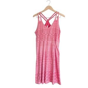 Athleta XL Pink Geometric Print Strappy Back Mini Athletic Dress Cotton Blend